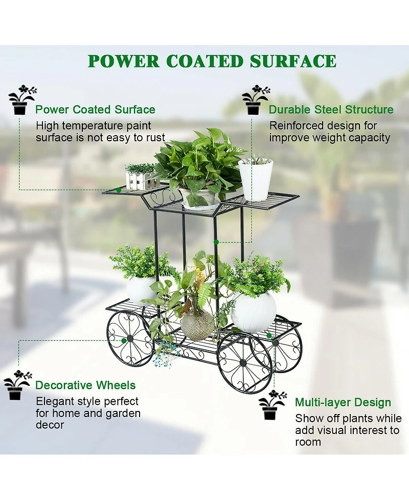 Gymax 6-Tier Garden Cart Stand Flower Rack Display Decor Flower Pot Plant Holder