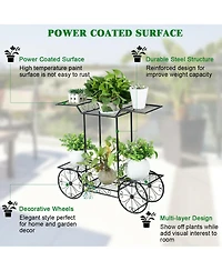 Gymax 6-Tier Garden Cart Stand Flower Rack Display Decor Flower Pot Plant Holder