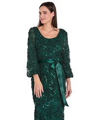 R & M Richards Petite Long Scoop Neck Lace Dress