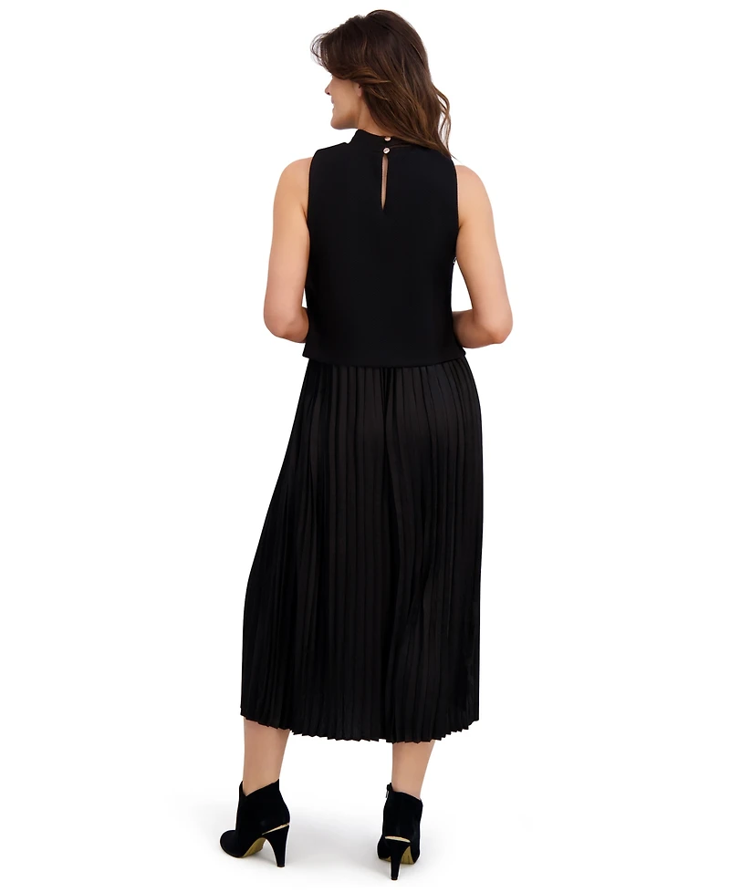 London Times Women's Side Button Popover Dress