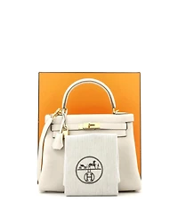 Pre-Owned Hermes Kelly 28 Handbag Light Togo with Gold Hardware