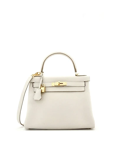 Pre-Owned Hermes Kelly 28 Handbag Light Togo with Gold Hardware