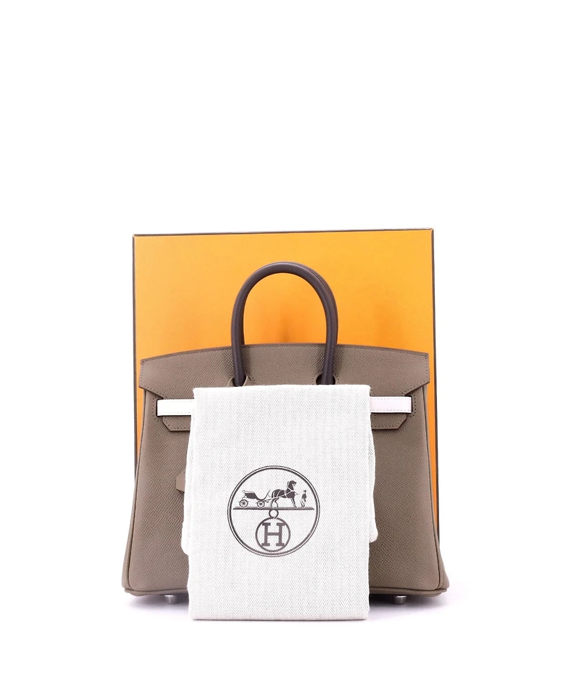 Pre-Owned Hermes Birkin 25 Handbag Tricolor Epsom with Palladium Hardware