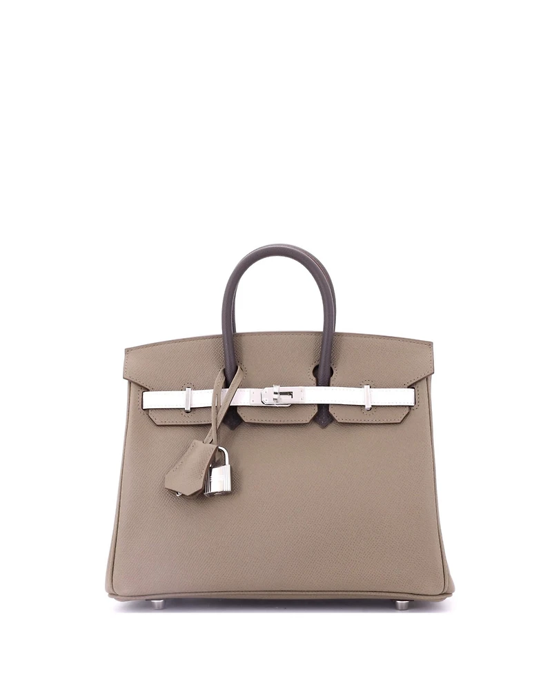 Pre-Owned Hermes Birkin 25 Handbag Tricolor Epsom with Palladium Hardware
