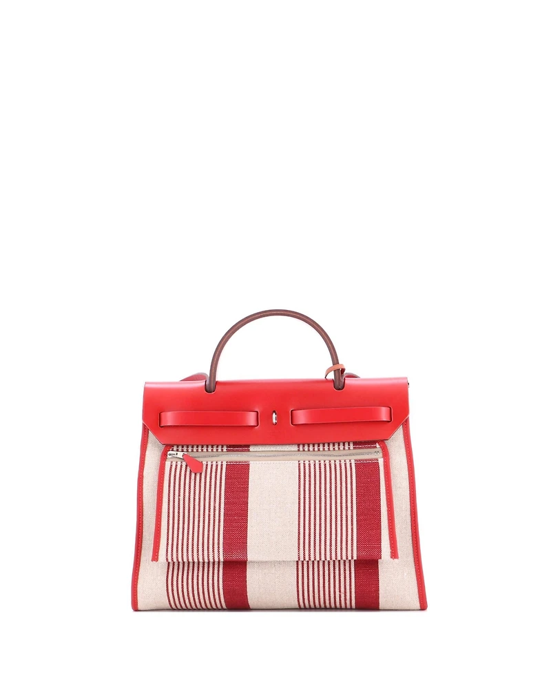 Pre-Owned Hermes 31 Herbag Zip H Vibration Toile and Leather