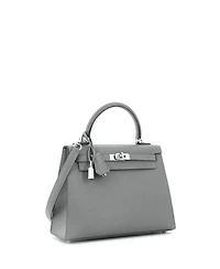 Pre-Owned Hermes Kelly 25 Handbag Grey Madame with Palladium Hardware