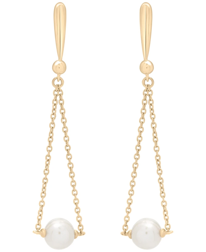 Macy's Cultured Freshwater Pearl Dangling Earrings (5mm) in 14k Yellow Gold Over Sterling Silver