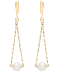 Macy's Cultured Freshwater Pearl Dangling Earrings (5mm) in 14k Yellow Gold Over Sterling Silver