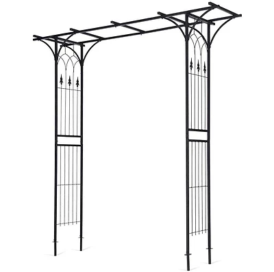 Gymax Outdoor Garden Arch Flowers Climbing Plants Trellis Metal Wedding Archway