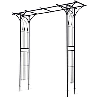 Gymax Outdoor Garden Arch Flowers Climbing Plants Trellis Metal Wedding Archway