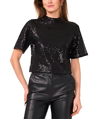 Vince Camuto Women's Sequins Short Sleeve Top