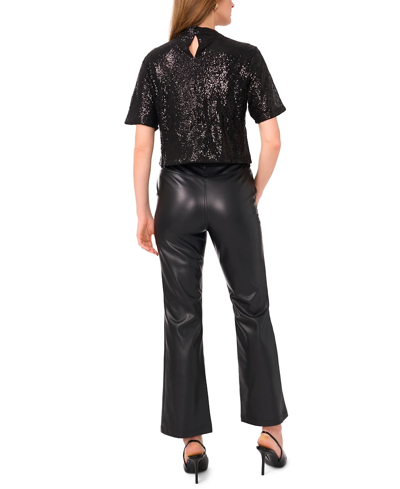 Vince Camuto Women's Sequins Short Sleeve Top