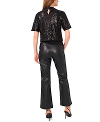 Vince Camuto Women's Sequins Short Sleeve Top