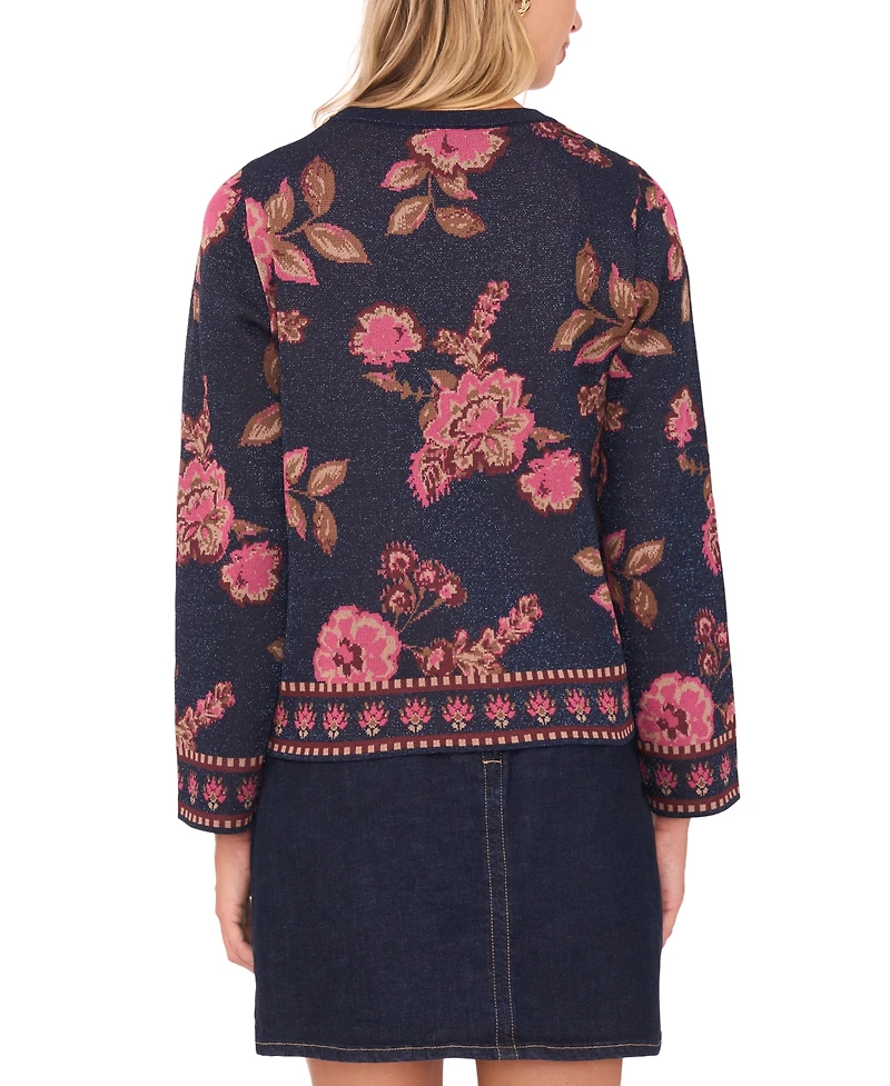 Vince Camuto Women's Floral Jacquard Crewneck Blouse