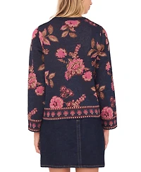 Vince Camuto Women's Floral Jacquard Crewneck Blouse