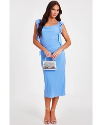 Quiz Women's Bodycon Midi Dress with Frill Trail Detail