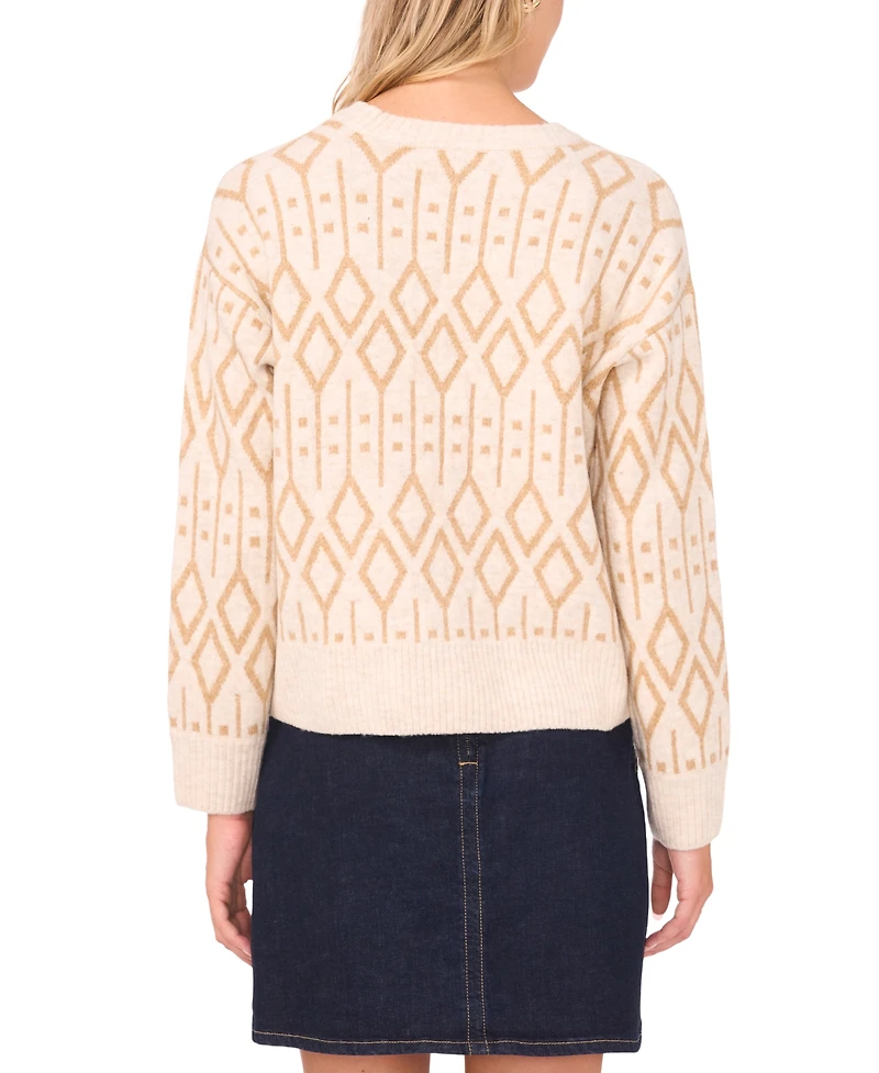 Vince Camuto Women's Jacquard Long Sleeve Sweater