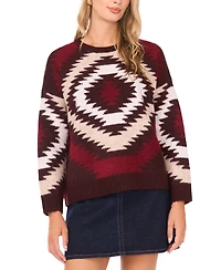 Vince Camuto Women's Aztec Pattern Crewneck Sweater