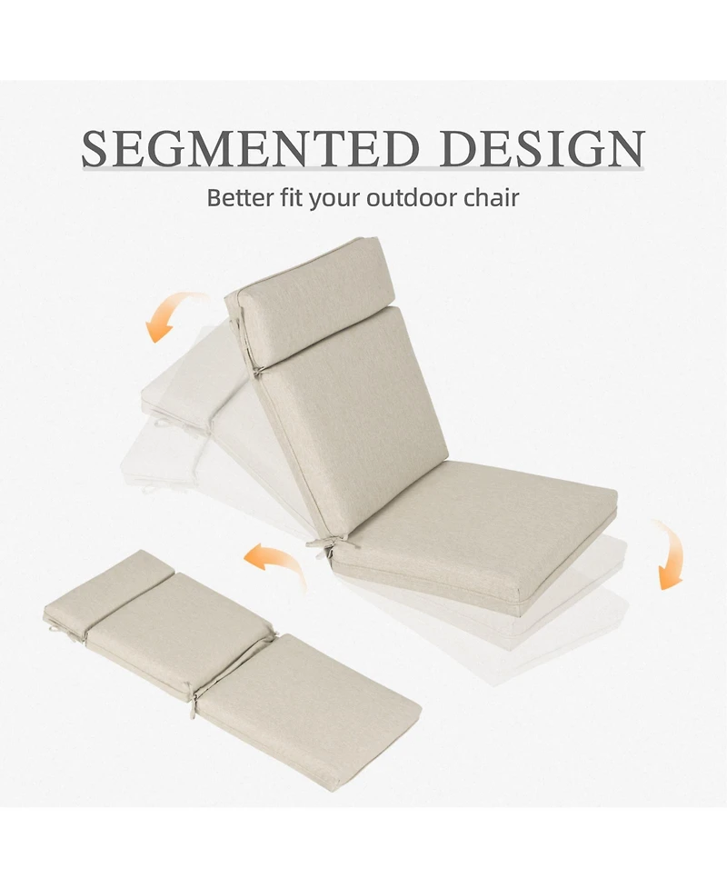 Aoodor Outdoor High Back Dining Chair Cushion with Ties and Zipper, 44"x21"x3.2", Set of 2
