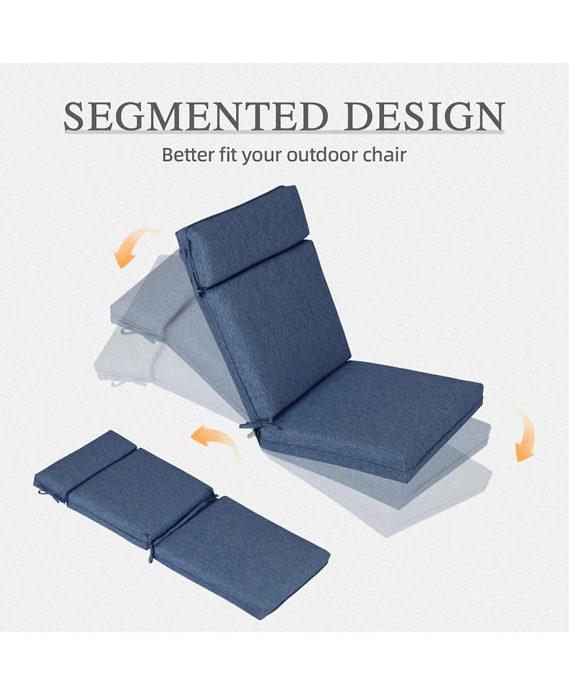 Aoodor Outdoor High Back Dining Chair Cushion with Ties and Zipper, 44"x21"x3.2