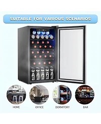 Cowsar 26 Bottle 3.2cu.ft Wine Cooler/Beverage Refrigerator Compact Wine Cellar with Glass Door Adjustable Temperature Control for Bar,Black