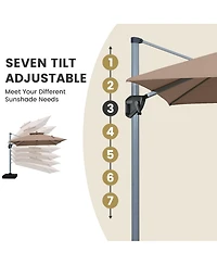 Casainc 11 Ft Square Double Top Patio Cantilever Umbrella