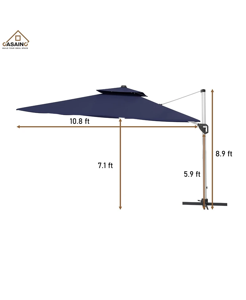 Casainc 11 Ft Square Double Top Patio Umbrella