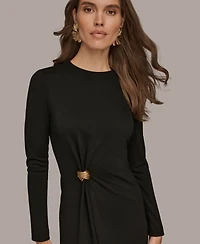 Donna Karan New York Women's Ribbed Knot Hardware Dress