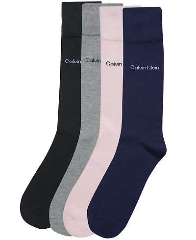 Calvin Klein Men's 4-Pack Flat-Knit Crew Dress Socks