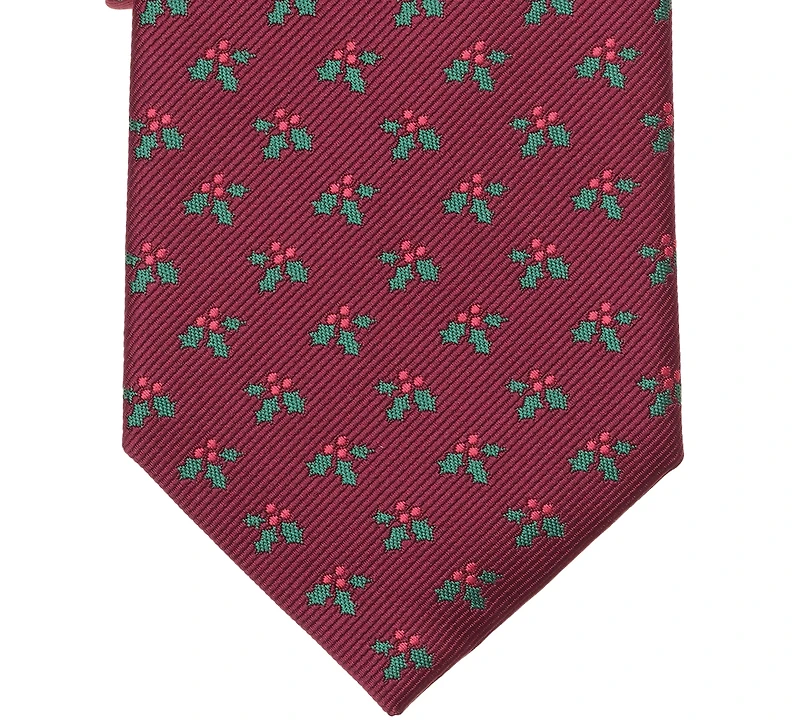Club Room Men's Christmas Holly Printed Tie, Macy's Exclusive