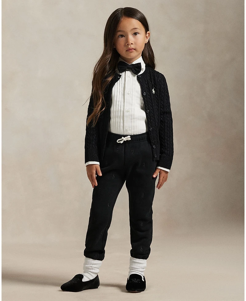 Polo Ralph Lauren Toddler and Little Girls Metallic Cable Cotton-Blend Cardigan Sweater