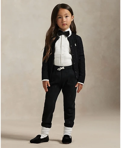 Polo Ralph Lauren Toddler and Little Girls Metallic Cable Cotton-Blend Cardigan Sweater