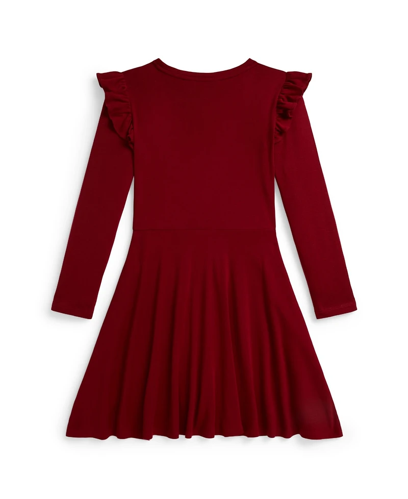 Polo Ralph Lauren Girls 7-16 Long Sleeves Ruffled Ribbed Dress