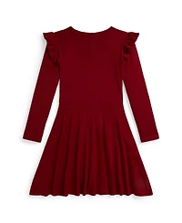 Polo Ralph Lauren Girls 7-16 Long Sleeves Ruffled Ribbed Dress
