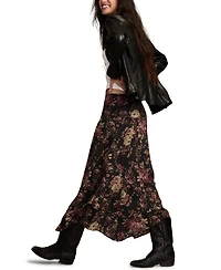Lucky Brand Women's Floral Drop Waist Midi Skirt