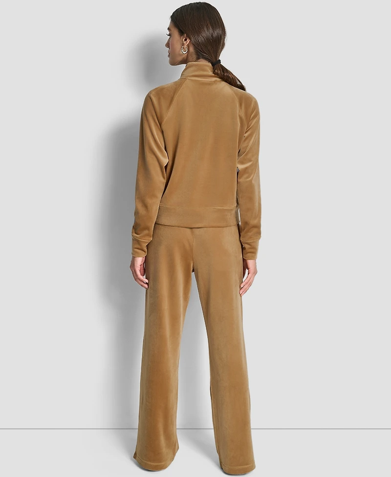 Dkny Women's Platinum Velour Embroidered Logo Sweatshirt