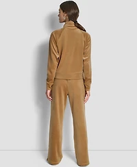 Dkny Women's Platinum Velour Embroidered Logo Sweatshirt