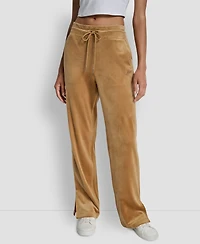 Dkny Women's Hd Embroidery Logo Slit Track Pants