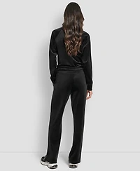Dkny Women's Hd Embroidery Logo Slit Track Pants