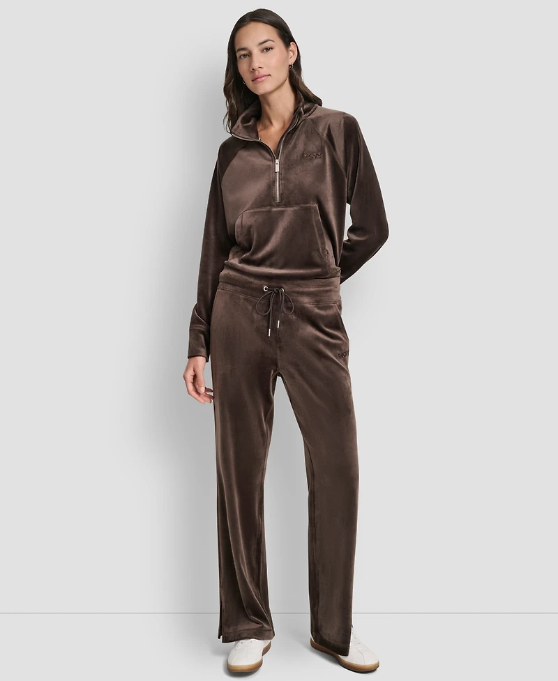 Dkny Women's Hd Embroidery Logo Slit Track Pants