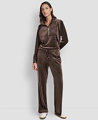 Dkny Women's Hd Embroidery Logo Slit Track Pants