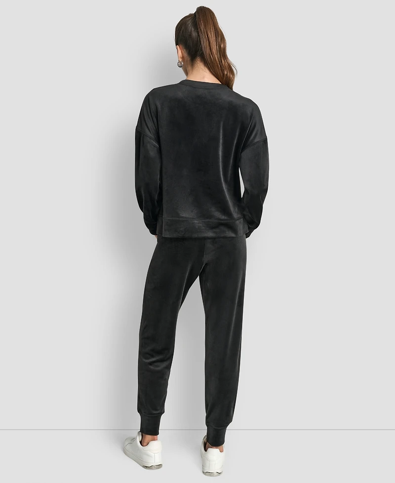 Dkny Women's Stacked Logo Mid-Rise Slim-Fit Joggers