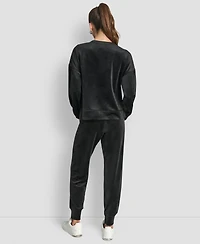 Dkny Women's Stacked Logo Mid-Rise Slim-Fit Joggers