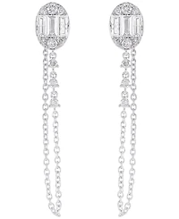 Macy's Round (0.48 ct. t.w.) and Baguette (0.53 ct. t.w.) Diamond Drop Earrings in 14K White Gold