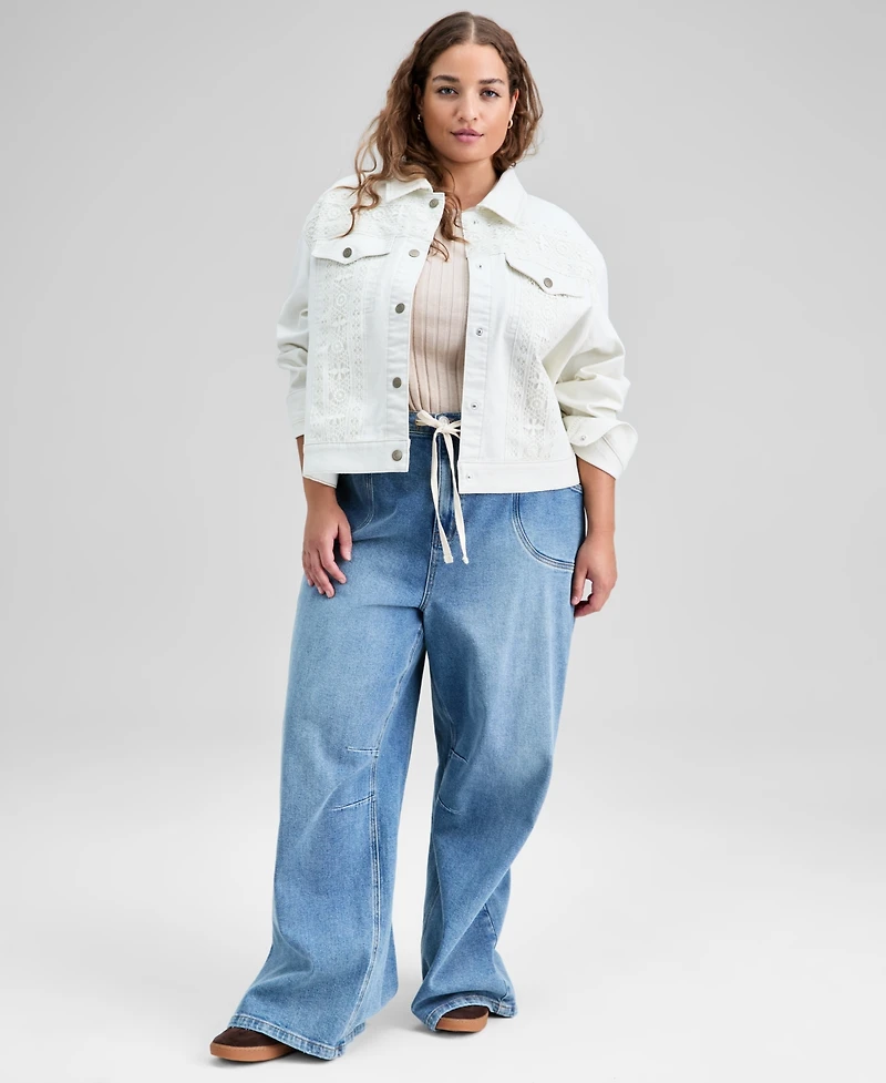 And Now This Plus Crocheted Denim Jacket, Macy's Exclusive