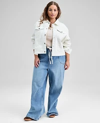And Now This Plus Crocheted Denim Jacket, Macy's Exclusive