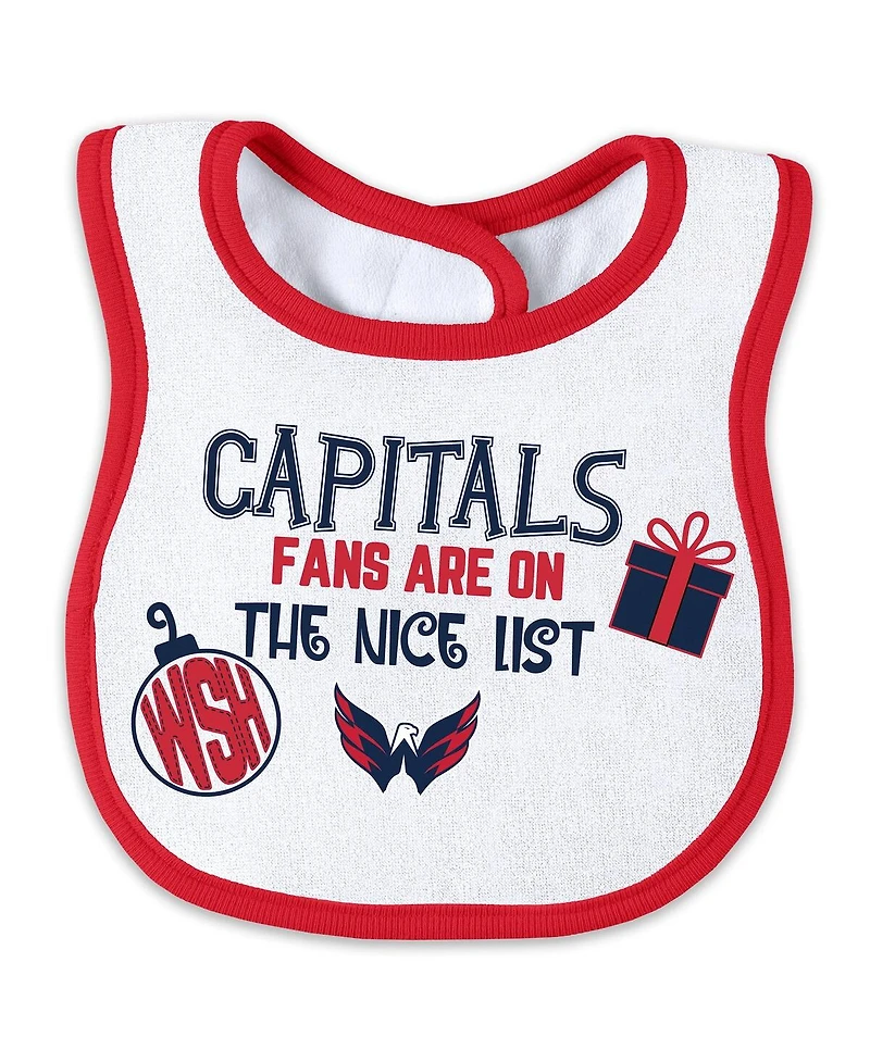 Wear by Erin Andrews Baby Boys and Girls 2-Piece Washington Capitals Allover Print Full-Zip Sleeper Bib Christmas Set