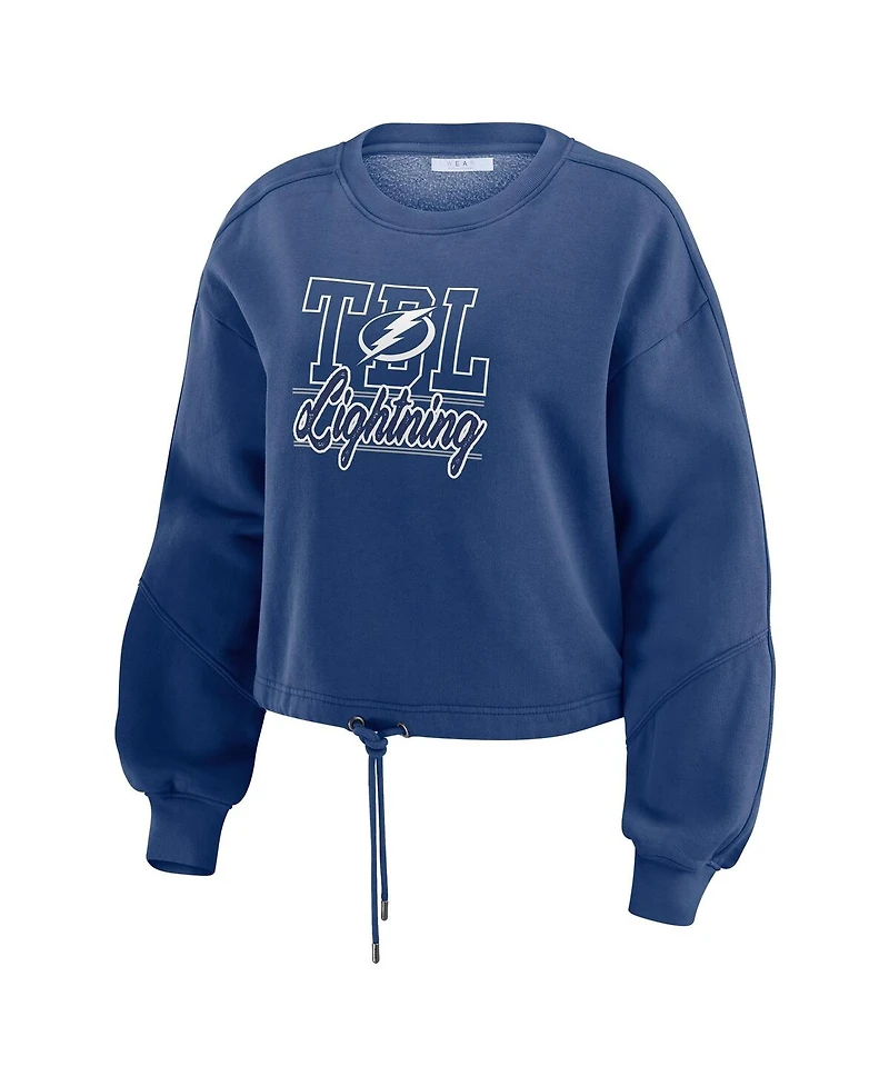 Wear by Erin Andrews Women's 2-Piece Blue Tampa Bay Lightning Washed Fleece Sweatshirt and Shorts Lounge Set
