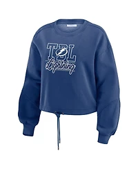 Wear by Erin Andrews Women's 2-Piece Blue Tampa Bay Lightning Washed Fleece Sweatshirt and Shorts Lounge Set