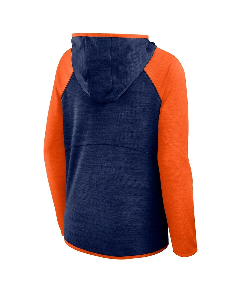 Fanatics Women's Navy/Orange Denver Broncos Redzone End Around Pass Raglan Full-Zip Hoodie